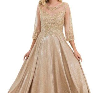 NWT Dancing Queen 4498 Formal Gown Champagne Size 2XL